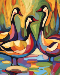 Abstract Canadian Geese #2 - Abstract Artwork - Nature Wildlife Wall Art Print