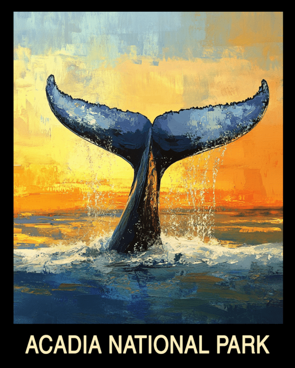 Impressionist Whale Tail - Acadia Maine Souvenir Home Decor Wall Art Prints