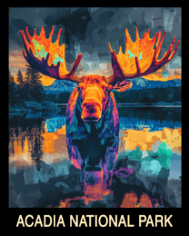 Trippy Moose - Acadia Maine Souvenir Home Decor Wall Art Prints