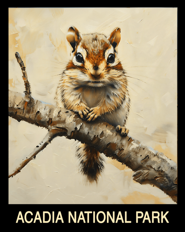 Chipmunk - Acadia Maine Souvenir Home Decor Wall Art Prints