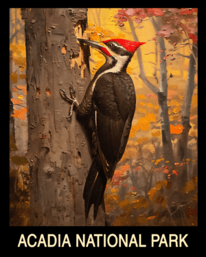 Pileated Woodpecker - Acadia Maine Souvenir Home Decor Wall Art Prints