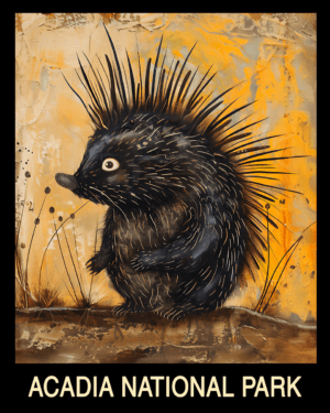 Folk Art Porcupine - Acadia Maine Souvenir Home Decor Wall Art Prints