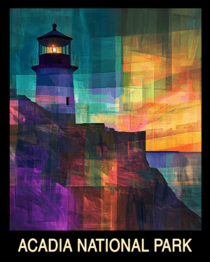 Abstract Lighthouse - Acadia Maine Souvenir Home Decor Wall Art Prints