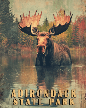 Bull Moose - Adirondack State Park Souvenir Home Decor Wall Art Prints