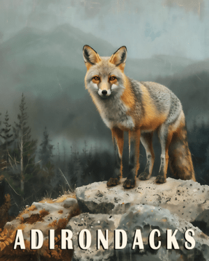 Gray Fox - Adirondack State Park Souvenir Home Decor Wall Art Prints