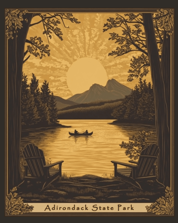 Vintage Adirondack Poster - Adirondack State Park Home Decor Wall Art Prints