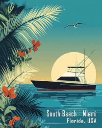 Namedop - South Beach Miami Florida - Wall Art Print - Mowbi Ocean Theme