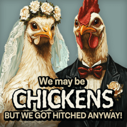 Bride Groom Chickens Humorous 8x8 Art Print copy