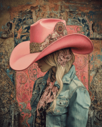 Nouveau Pink Hat Cowgirl - Wall Art Print