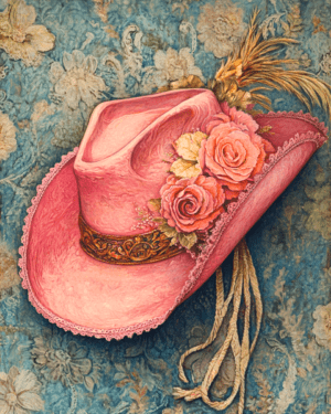 Nouveau Pink Cowgirl Hat - Wall Art Print