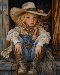 Sad Little Cowgirl - Western Wall Art Print