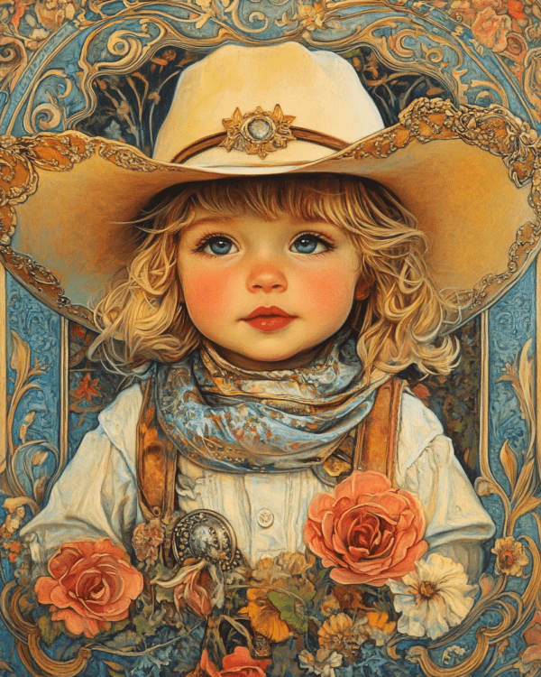 Nouveau Little Cowgirl - Western Wall Art Print