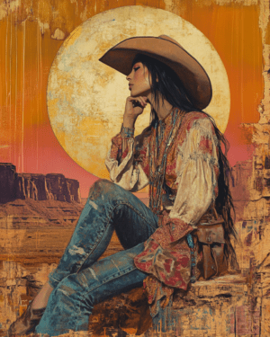 Vintage Southwest Cowgirl - Western Wall Art Print