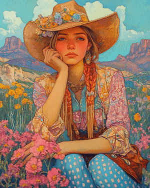 Pastel Cowgirl - Western Wall Art Print