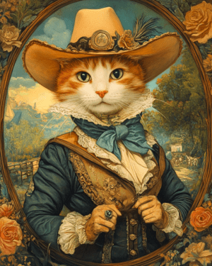 Ms. Cowgirl Cat - Western Wall Art Print