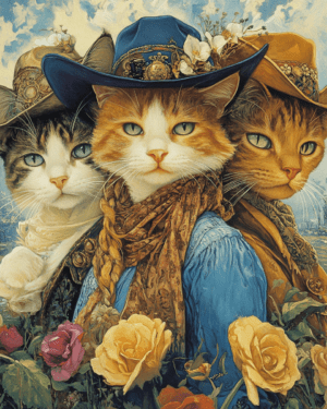 Three Amigos - Cowboy Cats - Western Wall Art Print