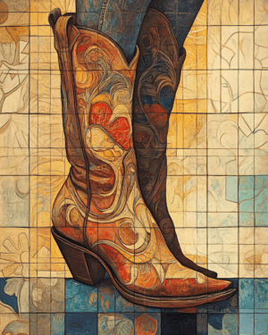 Deco Cowgirl Boots - Western Wall Art Print