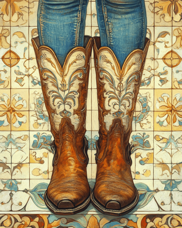 Farmhouse Cowgirl Boots - Western Wall Art Print