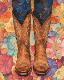 Floral Cowgirl Boots - Western Wall Art Print