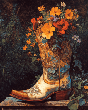 Cowgirl Boots Bouquet - Western Wall Art Print