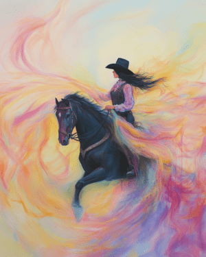 Abstract Cowgirl - Western Wall Art Print