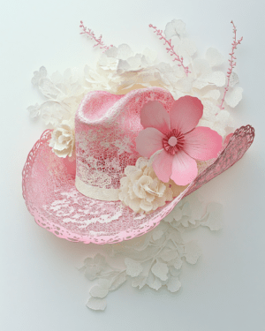 Lacey Pink Cowgirl Hat - Western Decor Wall Art Print