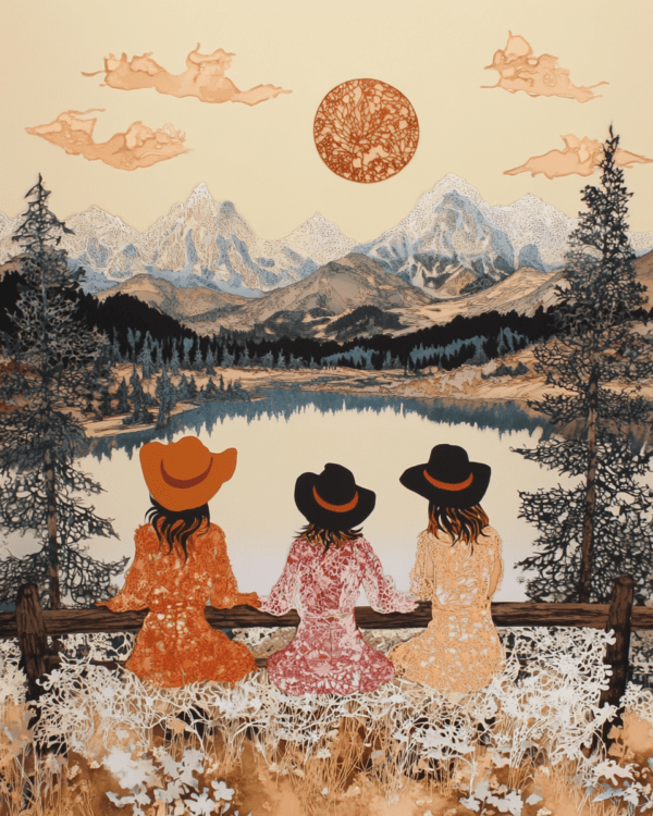 Cowgirls Watching the Sunrise - Western Decor Wall Art Print