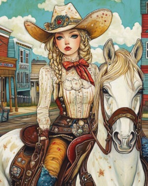 Cowgirl in Town - Western Decor Wall Art Print