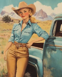 Cowgirl with Her Old Workhorse Wall Art Print - Western Decor Wall Art Print