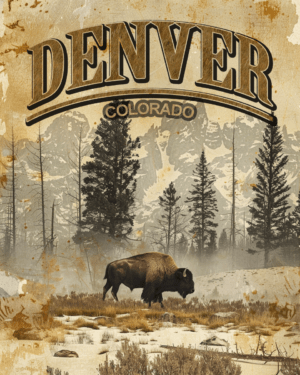 Denver Bison - Colorado Souvenir Home Decor Wall Art Prints