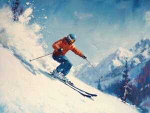 Downhill Lone Skier 8_x10_ Art Print