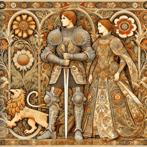 Art Nouveau Knight and Princess - Wall Art Print