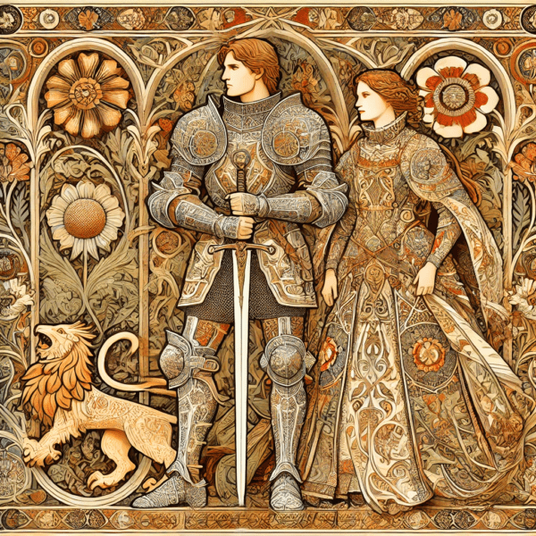 Art Nouveau Knight and Princess - Wall Art Print