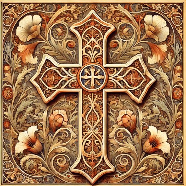 Art Nouveau Christian Cross - Wall Art Print