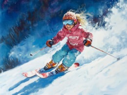 Gleeful Girl Skiing 8_x10_ Art Print