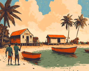 Graphic Print Key West Little Houses 8x10 Art Print