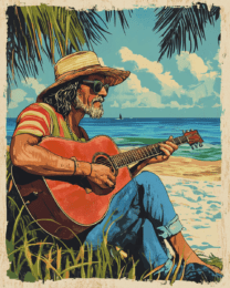 Strumming on the Beach - Wall Art Print - Mowbi Ocean Theme