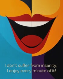 I don’t suffer from insanity; I enjoy every minute of it! - Funny Motivational Posters Art Print