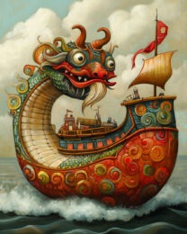 Dragon Ship - Low Brow Wall Art Print