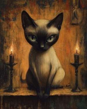 Sinister Siamese Kitten - Low Brow Wall Art Print