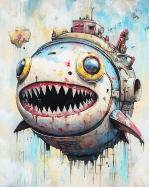 Mech Whale - Low Brow Wall Art Print