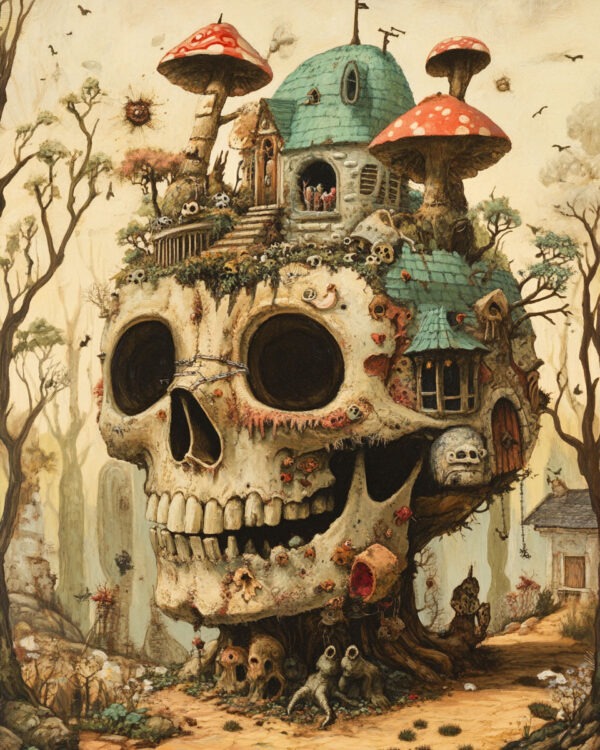 Skull Home - Low Brow Wall Art Print