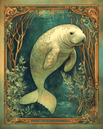 Nouveau Manatee - Wall Art Print - Mowbi Ocean Theme