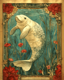 Floral Manatee - Wall Art Print - Mowbi Ocean Theme