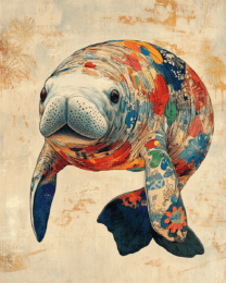 Impressionist Manatee - Wall Art Print - Mowbi Ocean Theme