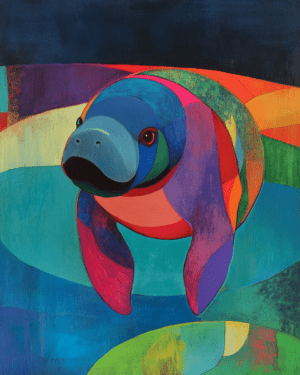 Abstract Manatee - Wall Art Print - Mowbi Ocean Theme