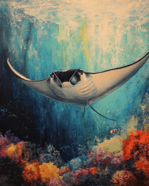 Manta Ray - Wall Art Print - Mowbi Ocean Theme