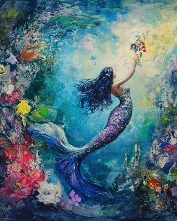 Impressionist Mermaid - Wall Art Print - Mowbi Ocean Theme