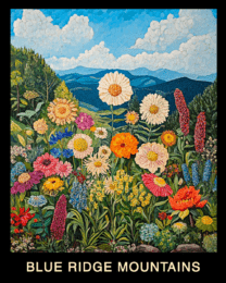 Folk Art Wildflowers - Blue Ridge Mountains Souvenir Home Decor Wall Art Prints