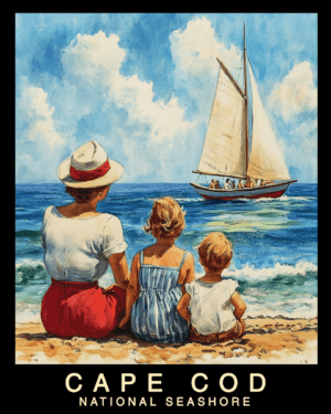 Watching a Sailboat - Cape Cod Souvenir Home Decor Wall Art Prints